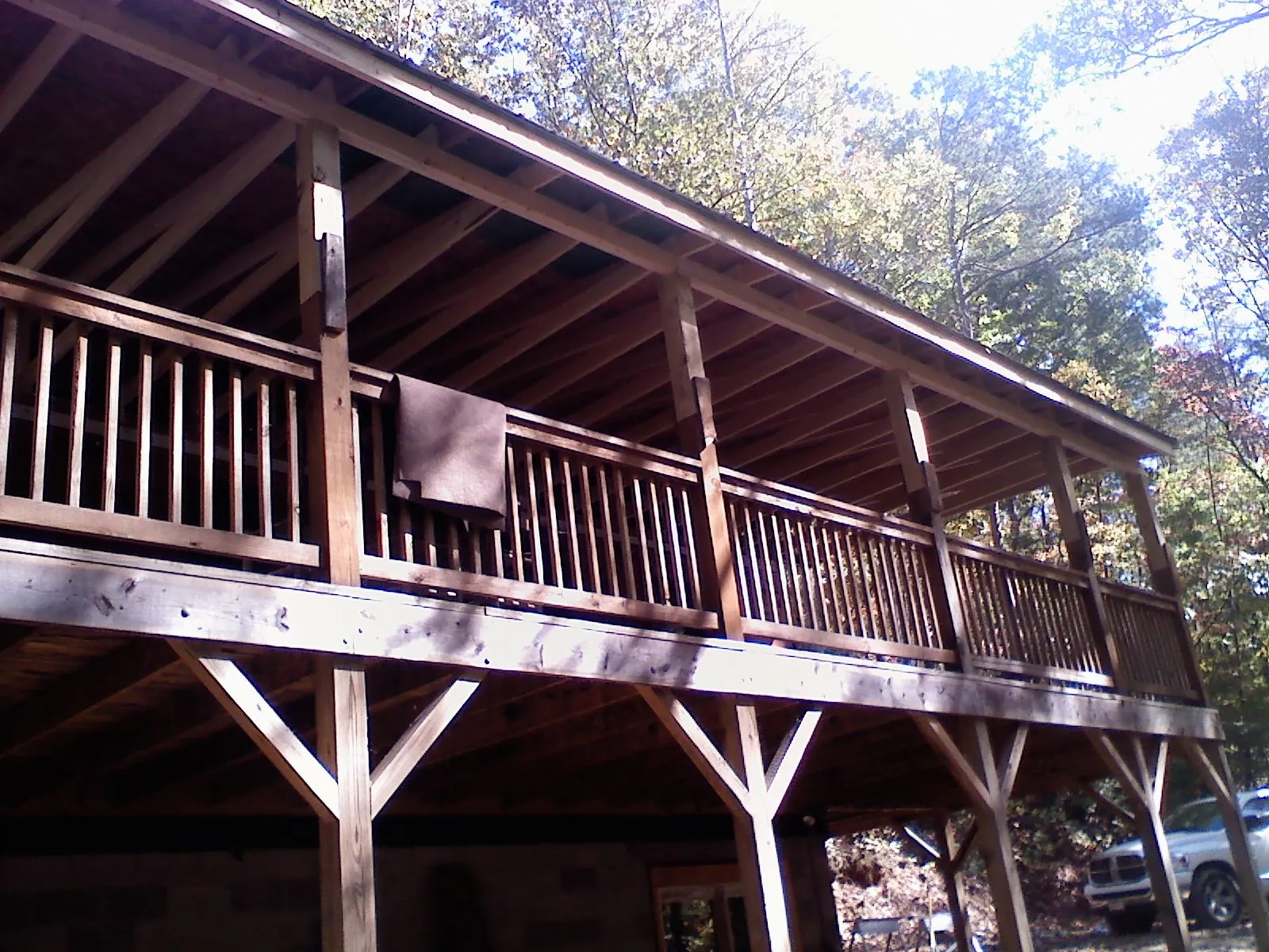 Timber framing under a new elevated porch and deck — Roof Leak Repair in Lagro by Roofing Brothers